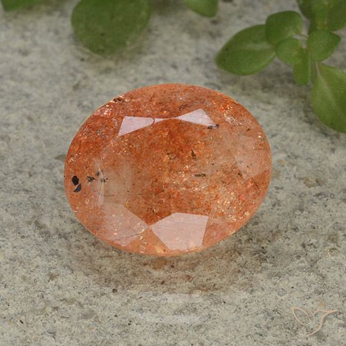 4.42ct 天然 ミディアムオレンジ サンストーン, 楕円形, 半透明