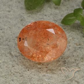 4.42カラットの天然ミディアムオレンジサンストーン、楕円形、半透明