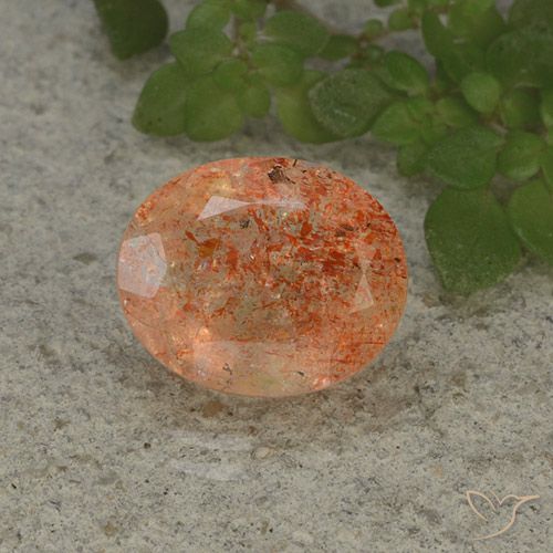 4.28ct 天然 赤みがかったオレンジ サンストーン, 楕円形, 半透明