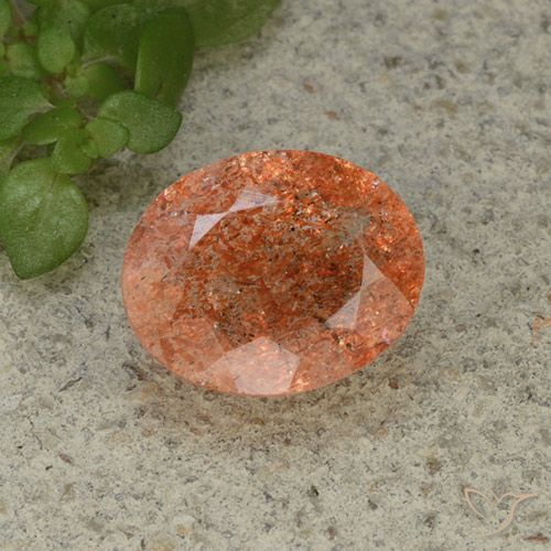 3.62ct 天然 ミディアムオレンジ サンストーン, 楕円形, 半透明