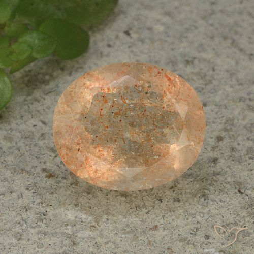 4.98ct 天然 薄いピーチオレンジ サンストーン, 楕円形, 半透明