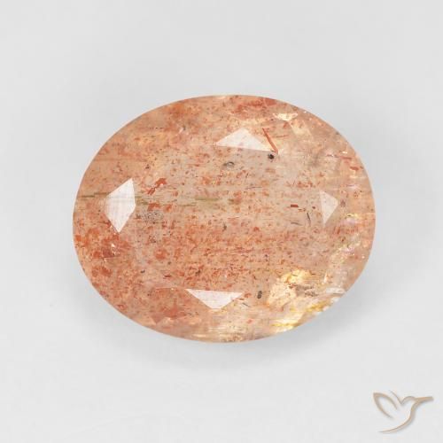 4.69ct 天然 Medium Light-Orange サンストーン, 楕円形, 半透明