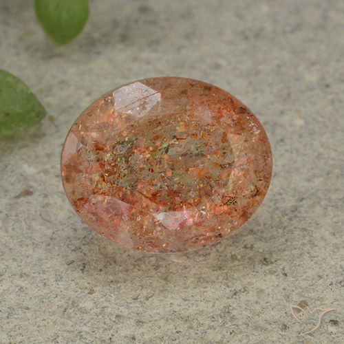 4.87ct 天然 ミディアムオレンジ サンストーン, 楕円形, 半透明