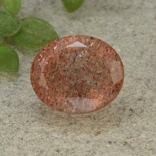 5.46ct 天然 ミディアムオレンジ サンストーン, 楕円形, 半透明