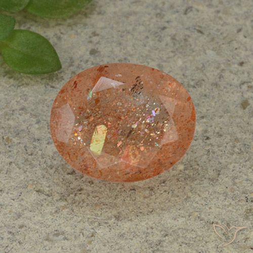 4.90ct 天然 ウォームオレンジ サンストーン, 楕円形, 半透明