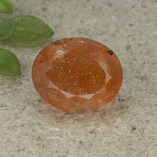 5.04ct 天然 ウォームオレンジ サンストーン, 楕円形, 半透明
