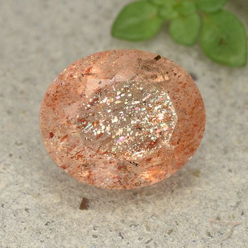 5.04ct 天然 ライトオレンジ サンストーン, 楕円形, 半透明