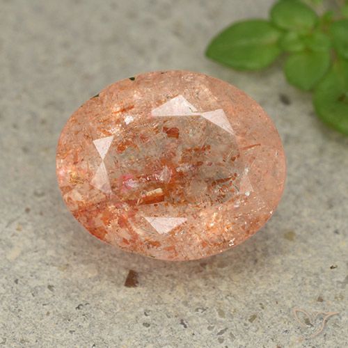 3.89ct 天然 ライトオレンジ サンストーン, 楕円形, 半透明