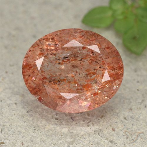 4.63ct 天然 ウォームオレンジ サンストーン, 楕円形, 半透明