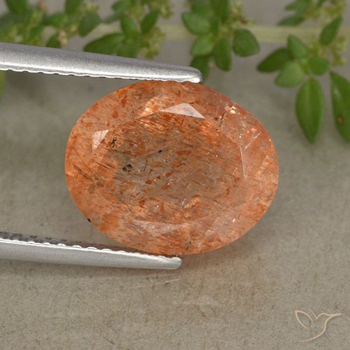 4.72ct 天然 ミディアムオレンジ サンストーン, 楕円形, 半透明