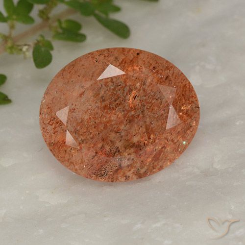 4.20ct 天然 グレープフルーツオレンジ サンストーン, 楕円形, 半透明