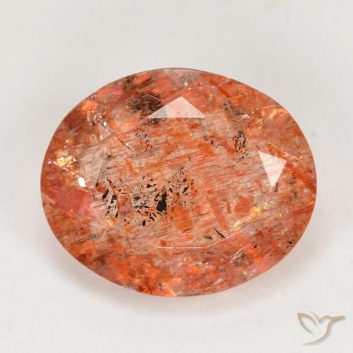 3.69ct 天然 ミディアムオレンジ サンストーン, 楕円形, 半透明