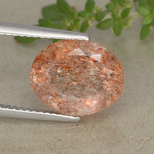 3.73ct 天然 ジンジャーオレンジ サンストーン, 楕円形, 半透明