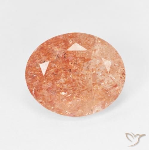 4.38ct 天然 Medium Light-Orange サンストーン, 楕円形, 半透明