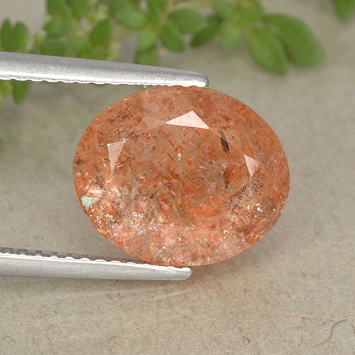4.29ct 天然 グレープフルーツオレンジ サンストーン, 楕円形, 半透明