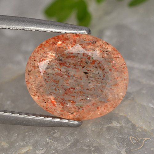 4.55ct 天然 ミディアム薄いオレンジ サンストーン, 楕円形, 半透明