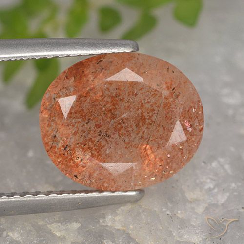 4.27ct 天然 ミディアムオレンジ サンストーン, 楕円形, 半透明