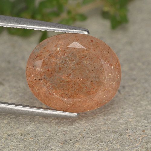 4.64ct 天然 薄いタイガーオレンジ サンストーン, 楕円形, 半透明