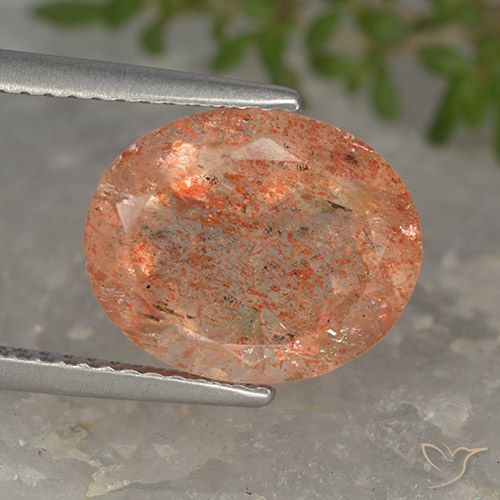 4.19ct 天然 鮮やかなオレンジ サンストーン, 楕円形, 半透明
