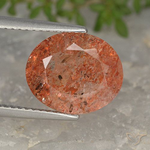 4.24ct 天然 赤みがかったオレンジ サンストーン, 楕円形, 半透明