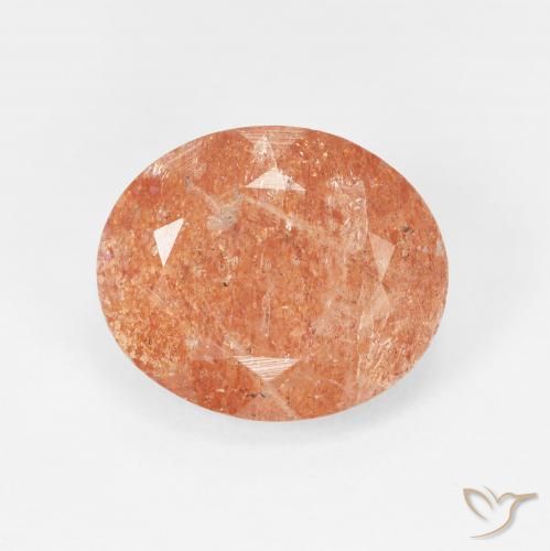 4.38ct 天然 赤みがかったオレンジ サンストーン, 楕円形, 半透明
