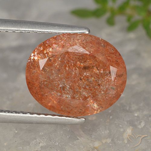 4.54ct 天然 赤みがかったオレンジ サンストーン, 楕円形, 半透明