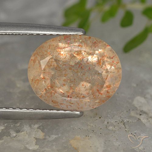 5.02ct 天然 ライトオレンジ サンストーン, 楕円形, 半透明