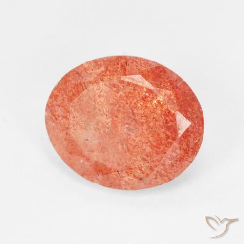 4.16ct 天然 ミディアムオレンジ サンストーン, 楕円形, 半透明