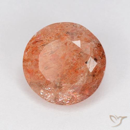4.69ct 天然 赤みがかったオレンジ サンストーン, ラウンド, 半透明