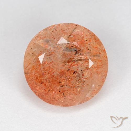 5.13ct 天然 ミディアム薄いオレンジ サンストーン, ラウンド, 半透明
