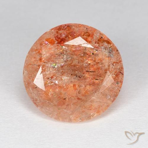 4.06ct 天然 ジンジャーオレンジ サンストーン, ラウンド, 半透明