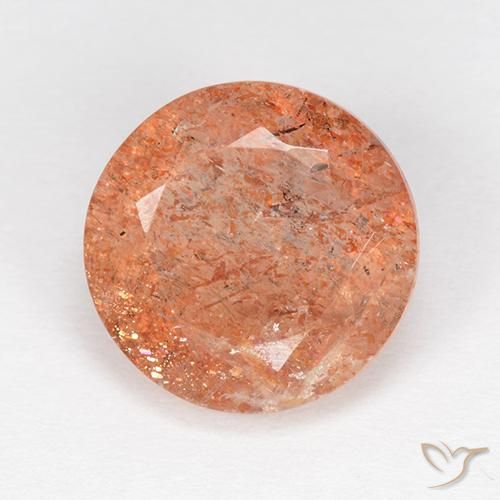4.21ct 天然 ジンジャーオレンジ サンストーン, ラウンド, 半透明