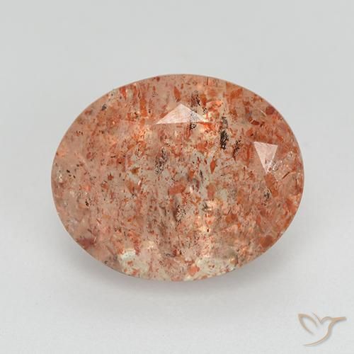 3.49ct 天然 赤みがかったオレンジ サンストーン, 楕円形, 透明