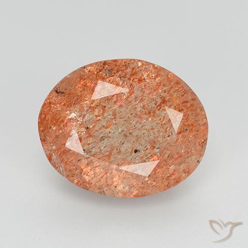 3.34ct 天然 ジンジャーオレンジ サンストーン, 楕円形, 透明