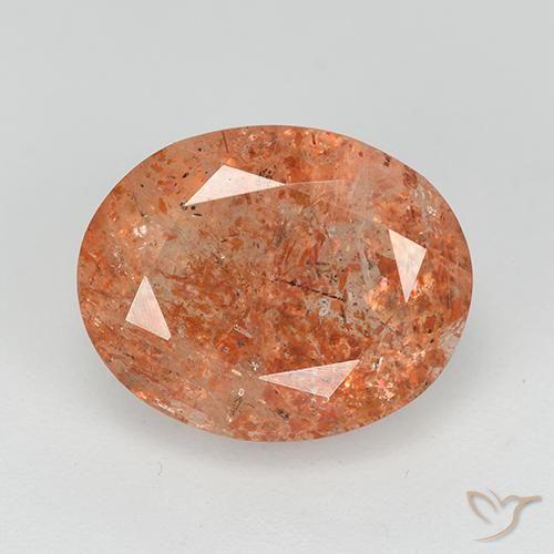 3.84ct 天然 ミディアムオレンジ サンストーン, 楕円形, 透明