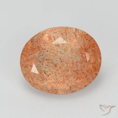 3.37ct 天然 ミディアムオレンジ サンストーン, 楕円形, 透明