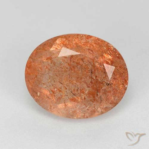 3.51ct 天然 ウォームオレンジ サンストーン, 楕円形, 透明