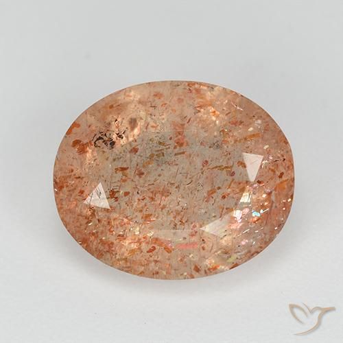 3.06ct 天然 ライトオレンジ サンストーン, 楕円形, 透明