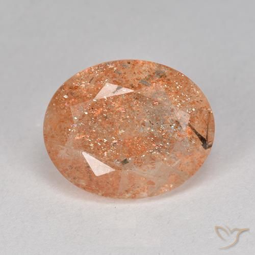 3.73ct 天然 ライトオレンジ サンストーン, 楕円形, 半透明