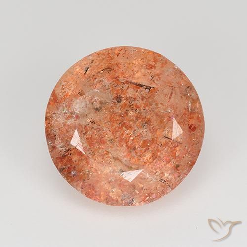 4.61ct 天然 グレープフルーツオレンジ サンストーン, ラウンド, 半透明