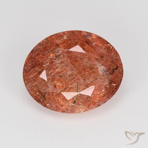 3.81ct 天然 ミディアムレッド サンストーン, 楕円形, 半透明