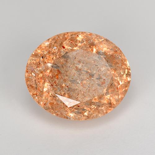 4.91カラットの天然ミディアムオレンジサンストーン（12.1×10.1 mm・オーバルカット）
