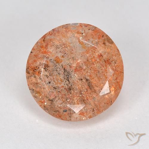 4.40ct 天然 ミディアム薄いオレンジ サンストーン, ラウンド, 半透明