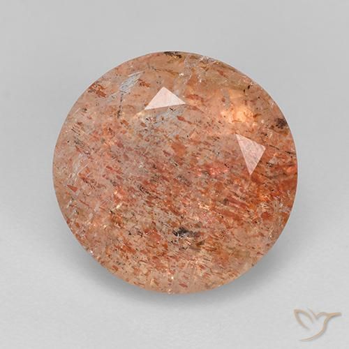 4.33ct 天然 ミディアムオレンジ サンストーン, ラウンド, 半透明
