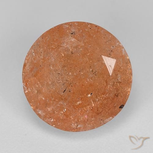 4.67ct 天然 赤みがかったオレンジ サンストーン, ラウンド, 半透明