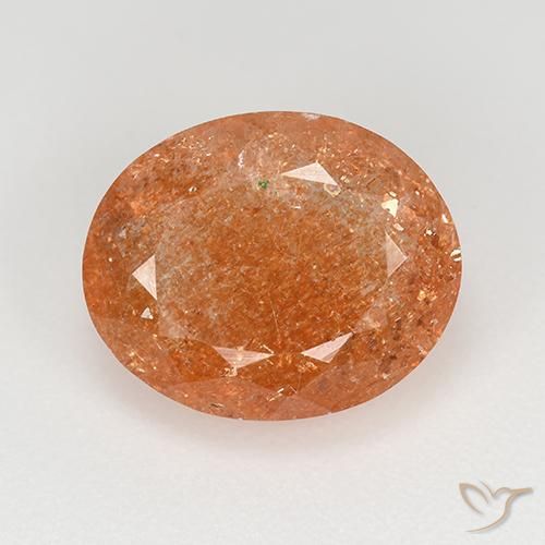 4.92ct 天然 ミディアムオレンジ サンストーン, 楕円形, 半透明