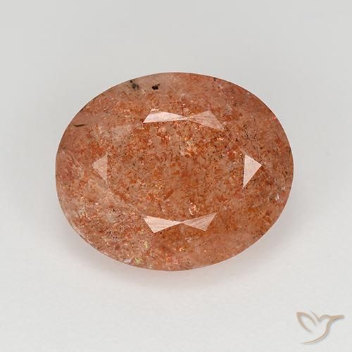 4.17ct 天然 ミディアムオレンジ サンストーン, 楕円形, 半透明