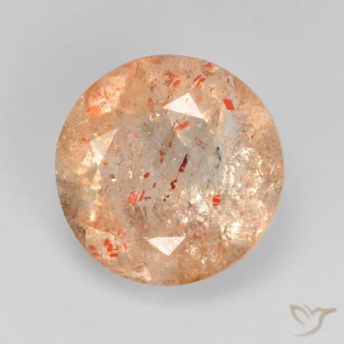 4.05ct 天然 薄いタイガーオレンジ サンストーン, ラウンド, 透明