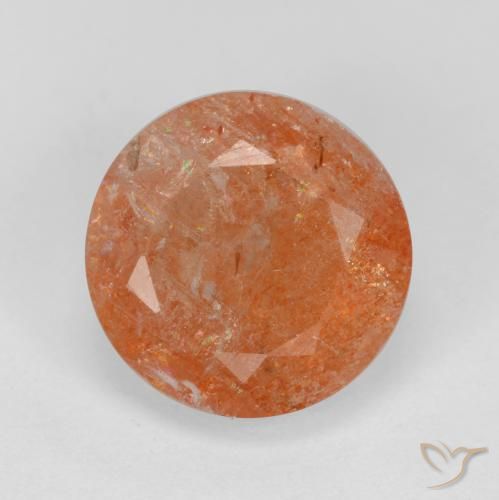 4.67ct 天然 赤みがかったオレンジ サンストーン, ラウンド, 半透明