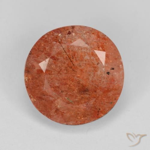 4.86ct 天然 グレープフルーツオレンジ サンストーン, ラウンド, 半透明